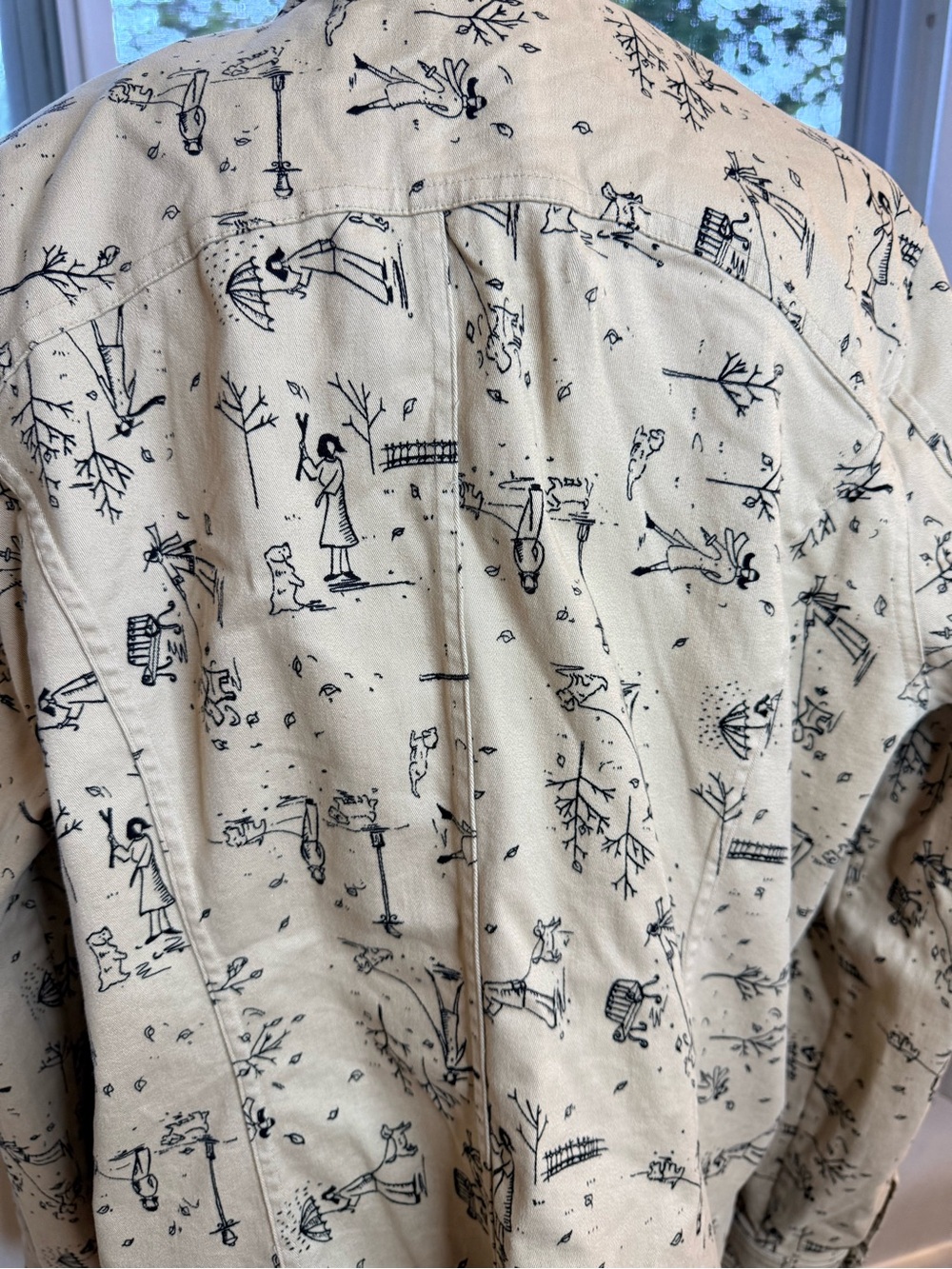 Christopher&Banks vintage Autumn Dog walk print lightweight denim stretch jacket - Picture 8 of 17
